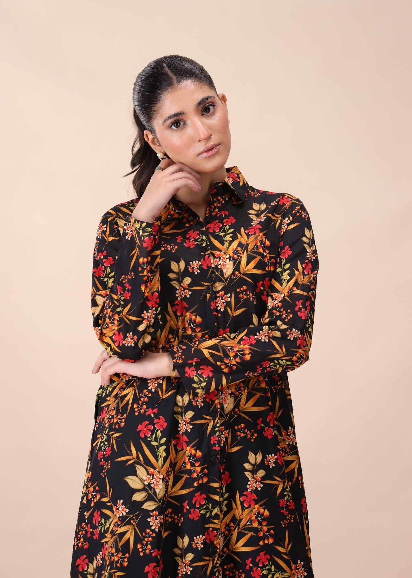 🌺 Midnight Bloom Printed Kurti | MHW