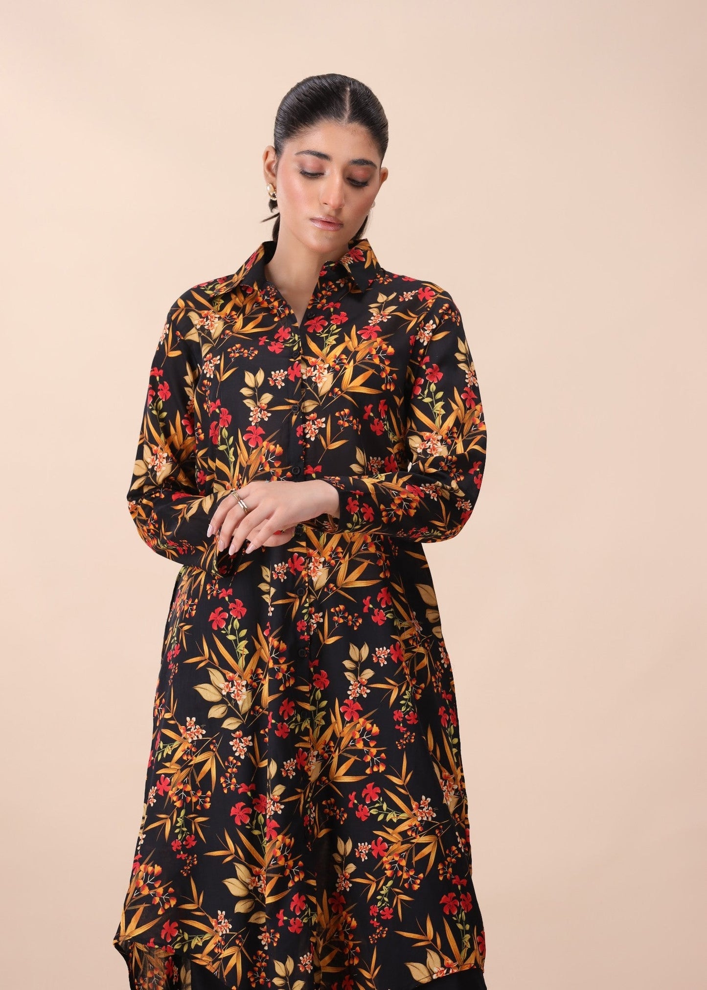 🌺 Midnight Bloom Printed Kurti | MHW
