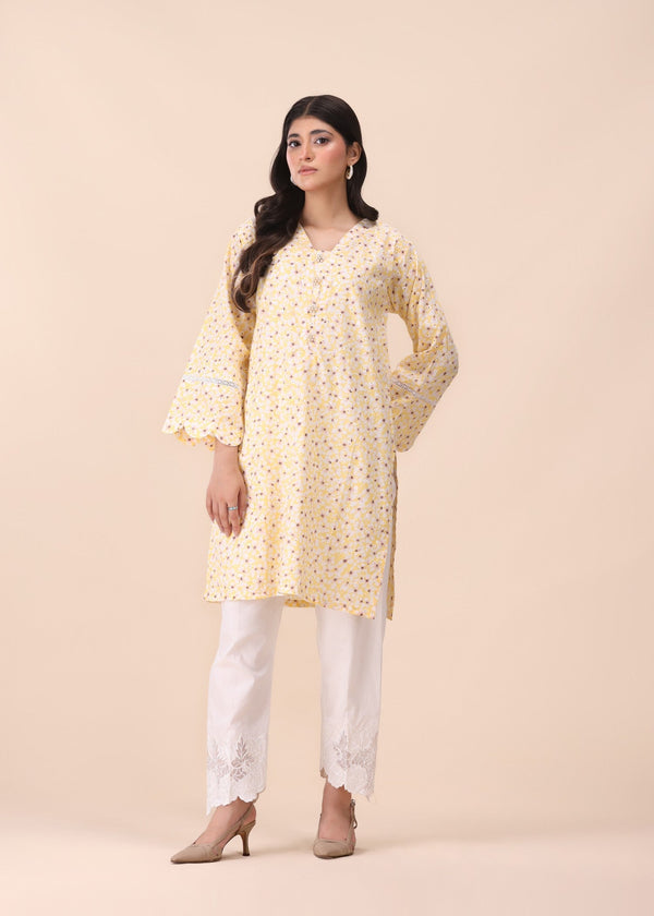 🌼 Yellow Floral Printed Straight Kurta | MHW