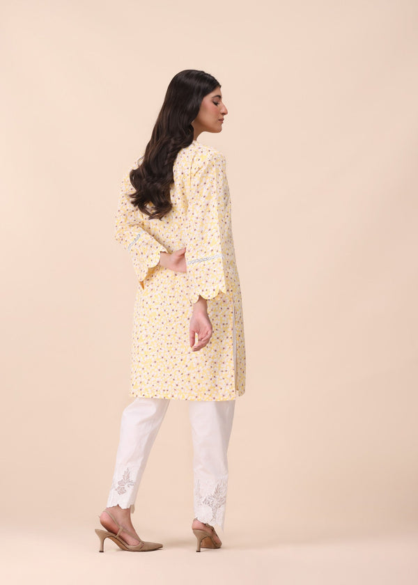 🌼 Yellow Floral Printed Straight Kurta | MHW