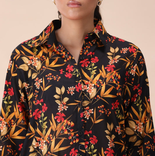 🌺 Midnight Bloom Printed Kurti | MHW